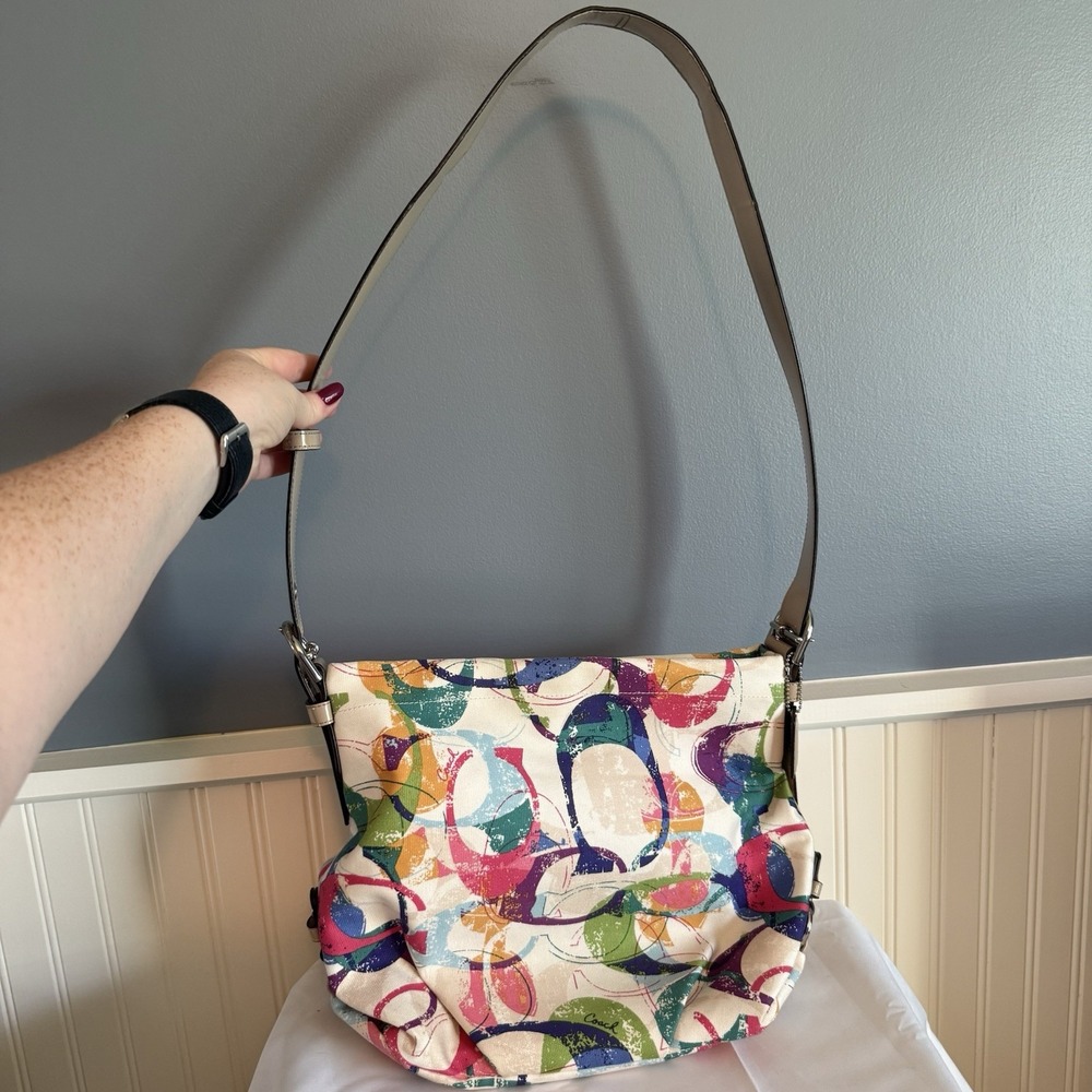 Coach Stamped Graffiti Signature C Rainbow Crossbody Shoulder Bag Purse 31183E